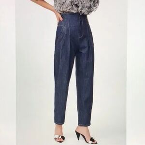 La Vie Rebecca Taylor Pleated High Rise Jeans Dark Indigo Denim Boho Women’s